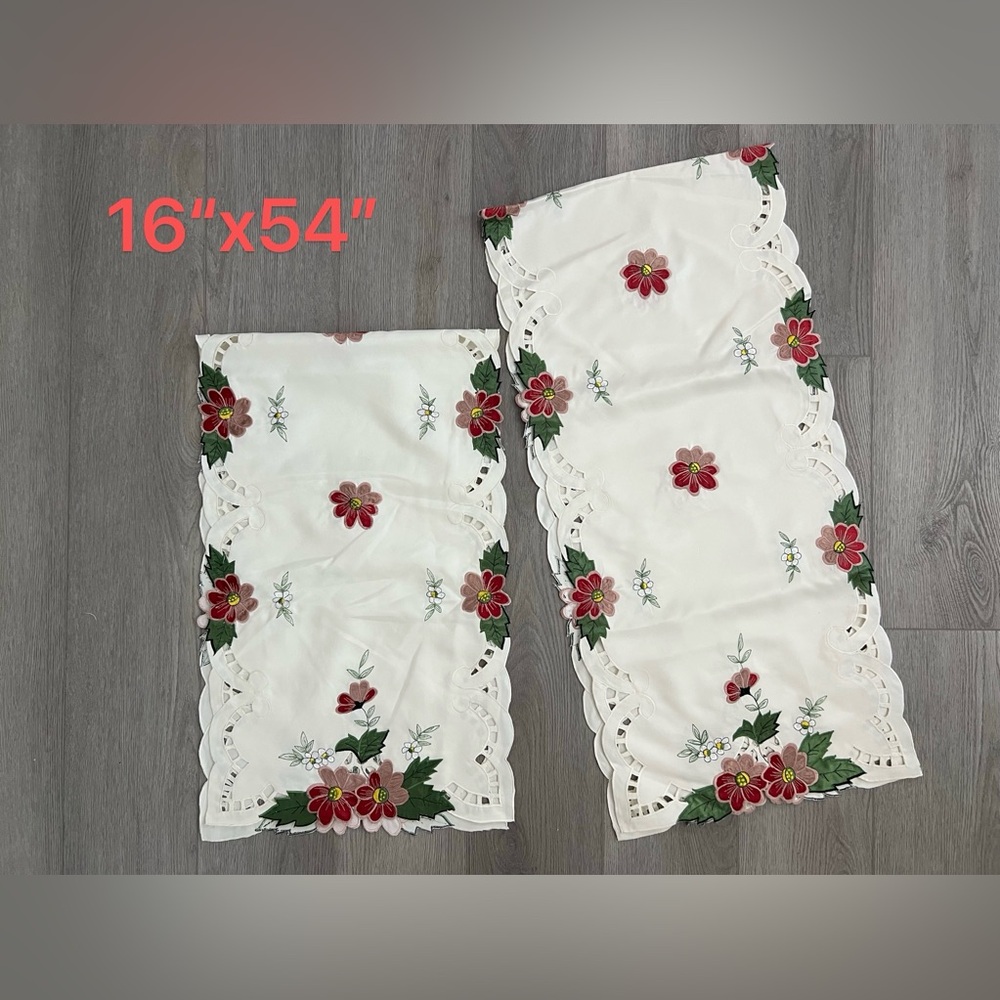 Floral Embroidered Table Runner